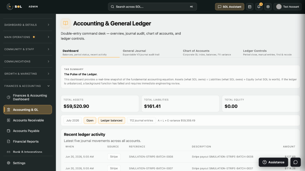 SOL Admin Accounting & General Ledger